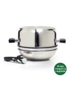 Set empilable Amo en inox avec poignée en bakélite argenté - 16x7 cm + 28x12 cm + 28x6 cm + 28x8.5 cm