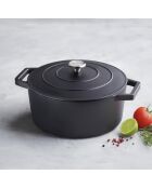 Casseruola rotonda in ghisa nera opaca - 28 cm