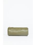 Pochette en cuir Lanae vert olive - 20x10x3 cm