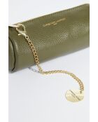 Pochette en cuir Lanae vert olive - 20x10x3 cm