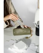 Pochette en cuir Lanae vert olive - 20x10x3 cm