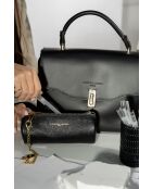 Pochette en cuir Lanae noir - 20x10x3 cm