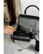 Pochette en cuir Lanae noir - 20x10x3 cm
