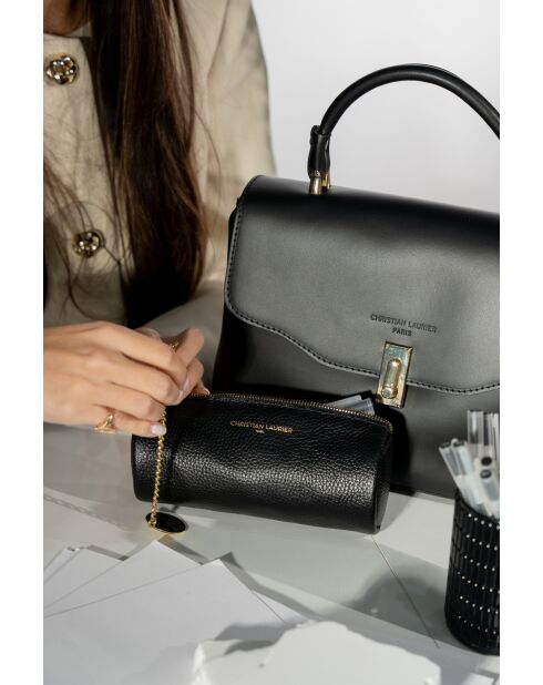 Pochette en cuir Lanae noir - 20x10x3 cm