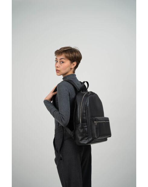 Sac à dos en cuir Libre noir - 25x40x13 cm