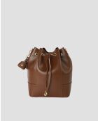 Sac sceau en cuir Liora marron - 30x27x15 cm