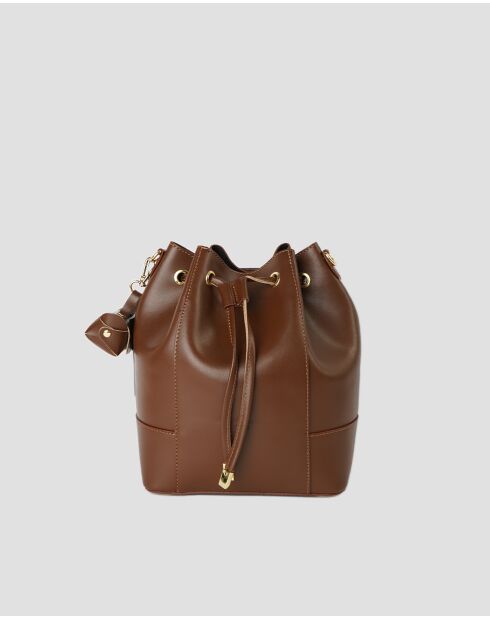 Sac sceau en cuir Liora marron - 30x27x15 cm