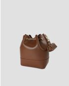 Sac sceau en cuir Liora marron - 30x27x15 cm