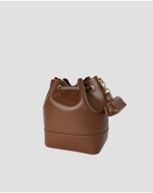 Sac sceau en cuir Liora marron - 30x27x15 cm