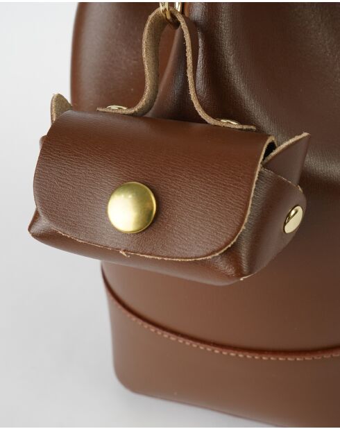 Sac sceau en cuir Liora marron - 30x27x15 cm
