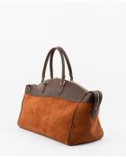 Sac de voyage en cuir Nay camel / moka - 46x28x20 cm