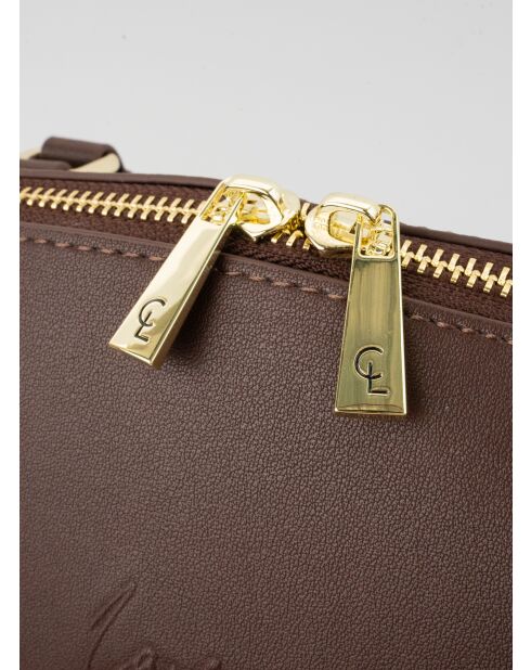 Sac de voyage en cuir Nay camel / moka - 46x28x20 cm