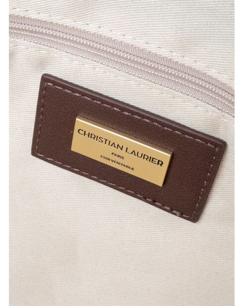 Sac de voyage en cuir Nay camel / moka - 46x28x20 cm