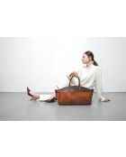 Sac de voyage en cuir Nay camel / moka - 46x28x20 cm