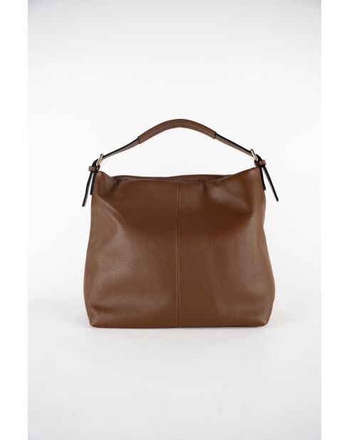 Sac porte épaule en cuir Orient camel - 38,5x34x13 cm