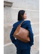 Sac porte épaule en cuir Orient camel - 38,5x34x13 cm