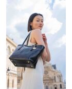Sac cabas en cuir Eden noir - 38x23x15 cm