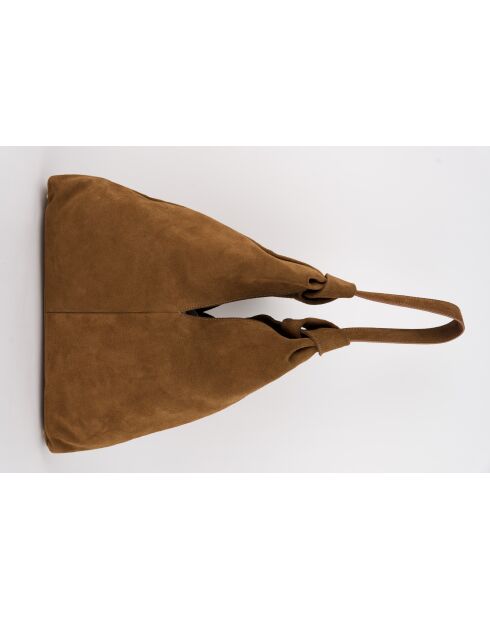 Sac porte épaule en cuir Elan camel - 38x40x10 cm