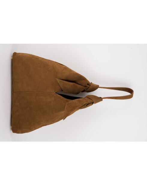 Sac porte épaule en cuir Elan camel - 38x40x10 cm