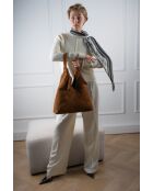 Sac porte épaule en cuir Elan camel - 38x40x10 cm