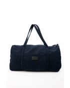 Sac porté épaule en velour Halo bleu marine - 41x22x16 cm