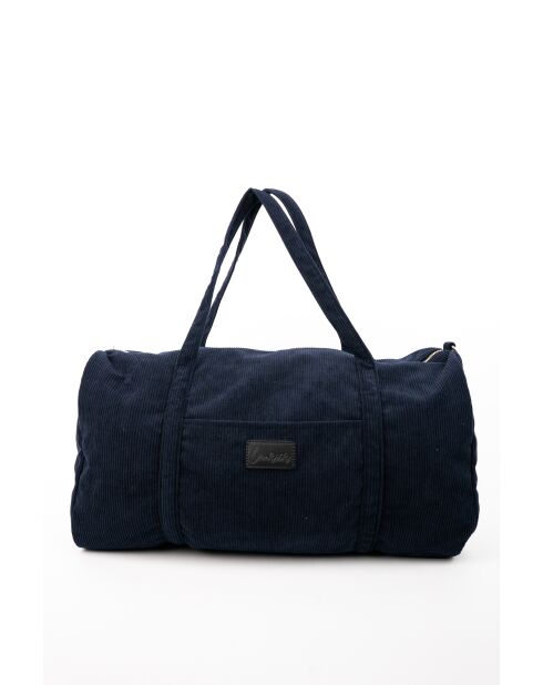 Sac porté épaule en velour Halo bleu marine - 41x22x16 cm