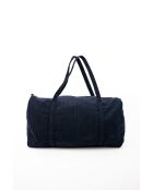 Sac porté épaule en velour Halo bleu marine - 41x22x16 cm