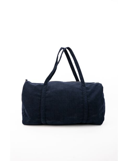 Sac porté épaule en velour Halo bleu marine - 41x22x16 cm