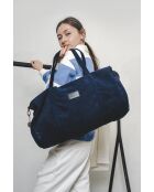 Sac porté épaule en velour Halo bleu marine - 41x22x16 cm