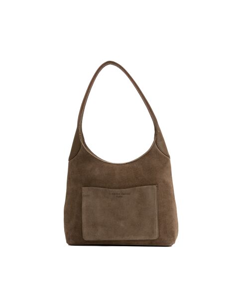 Sac porte épaule en cuir Calma taupe - 26x31x5 cm