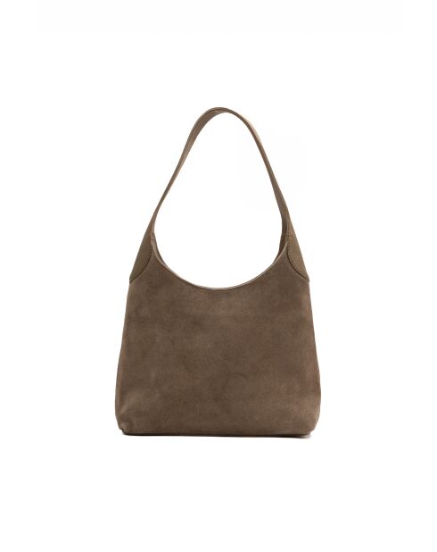 Sac porte épaule en cuir Calma taupe - 26x31x5 cm