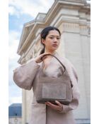 Sac porte épaule en cuir Calma taupe - 26x31x5 cm