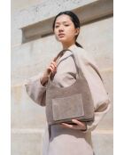 Sac porte épaule en cuir Calma taupe - 26x31x5 cm