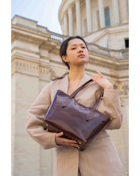 Sac cabas en cuir Eden marron - 38x23x15 cm