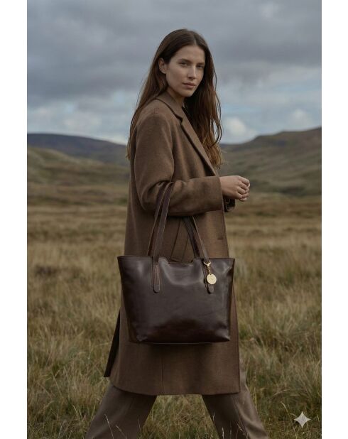 Sac cabas en cuir Eden marron - 38x23x15 cm