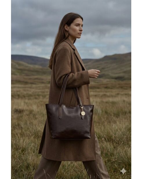 Sac cabas en cuir Eden marron - 38x23x15 cm