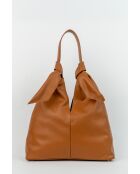 Sac porte épaule en cuir Halo camel - 38x40x10 cm