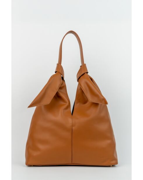 Sac porte épaule en cuir Halo camel - 38x40x10 cm