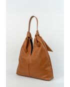 Sac porte épaule en cuir Halo camel - 38x40x10 cm