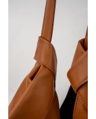 Sac porte épaule en cuir Halo camel - 38x40x10 cm