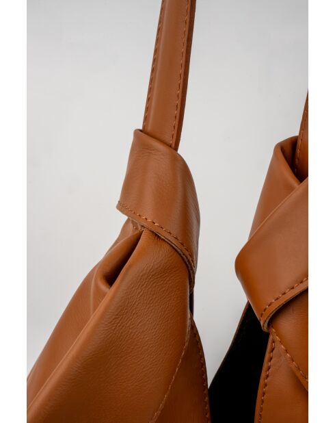 Sac porte épaule en cuir Halo camel - 38x40x10 cm