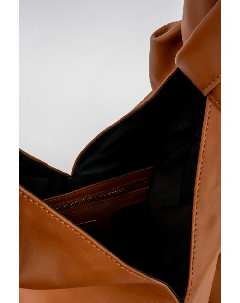 Sac porte épaule en cuir Halo camel - 38x40x10 cm