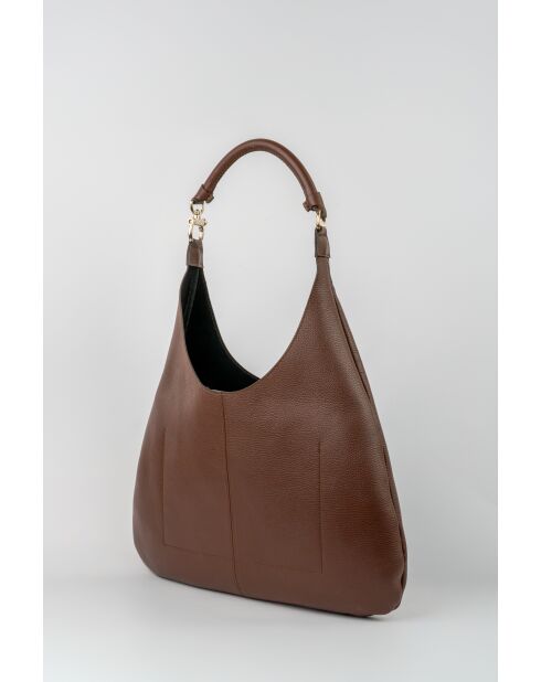 Sac porte épaule en cuir Suri moka - 48x31x2 cm
