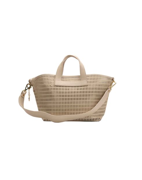 Sac à main en cuir Soleil blanc cassé - 42x25 14,5 cm
