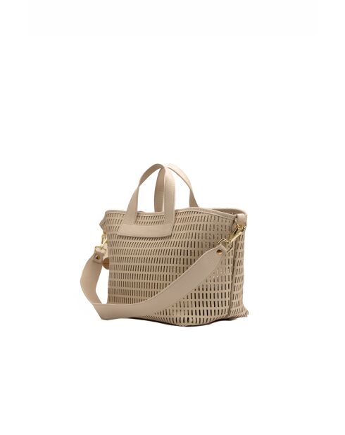 Sac à main en cuir Soleil blanc cassé - 42x25 14,5 cm