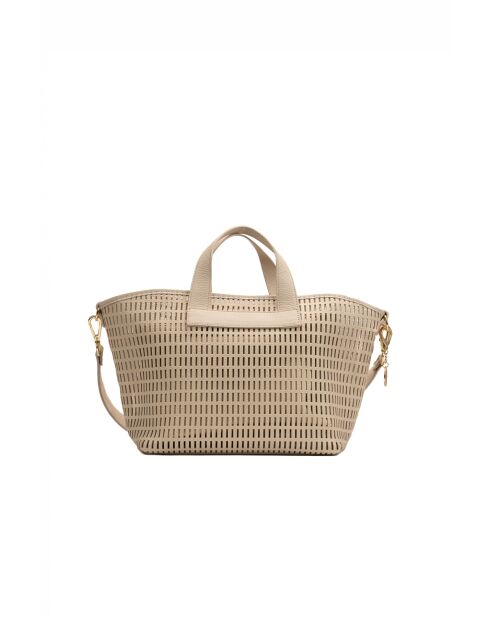 Sac à main en cuir Soleil blanc cassé - 42x25 14,5 cm