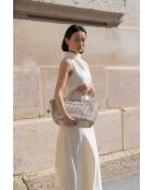 Sac à main en cuir Soleil blanc cassé - 42x25 14,5 cm
