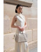 Sac à main en cuir Soleil blanc cassé - 42x25 14,5 cm