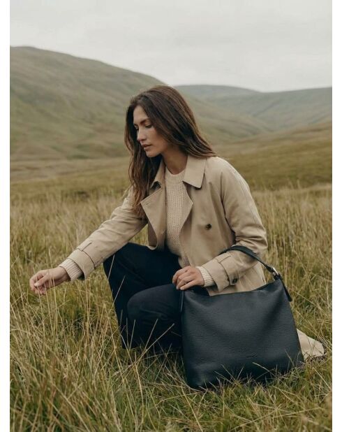 Sac porte épaule en cuir Orient noir - 38,5x34x13 cm