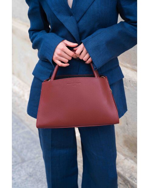 Sac à main en cuir Horizon bordeaux - 26x21x10 cm